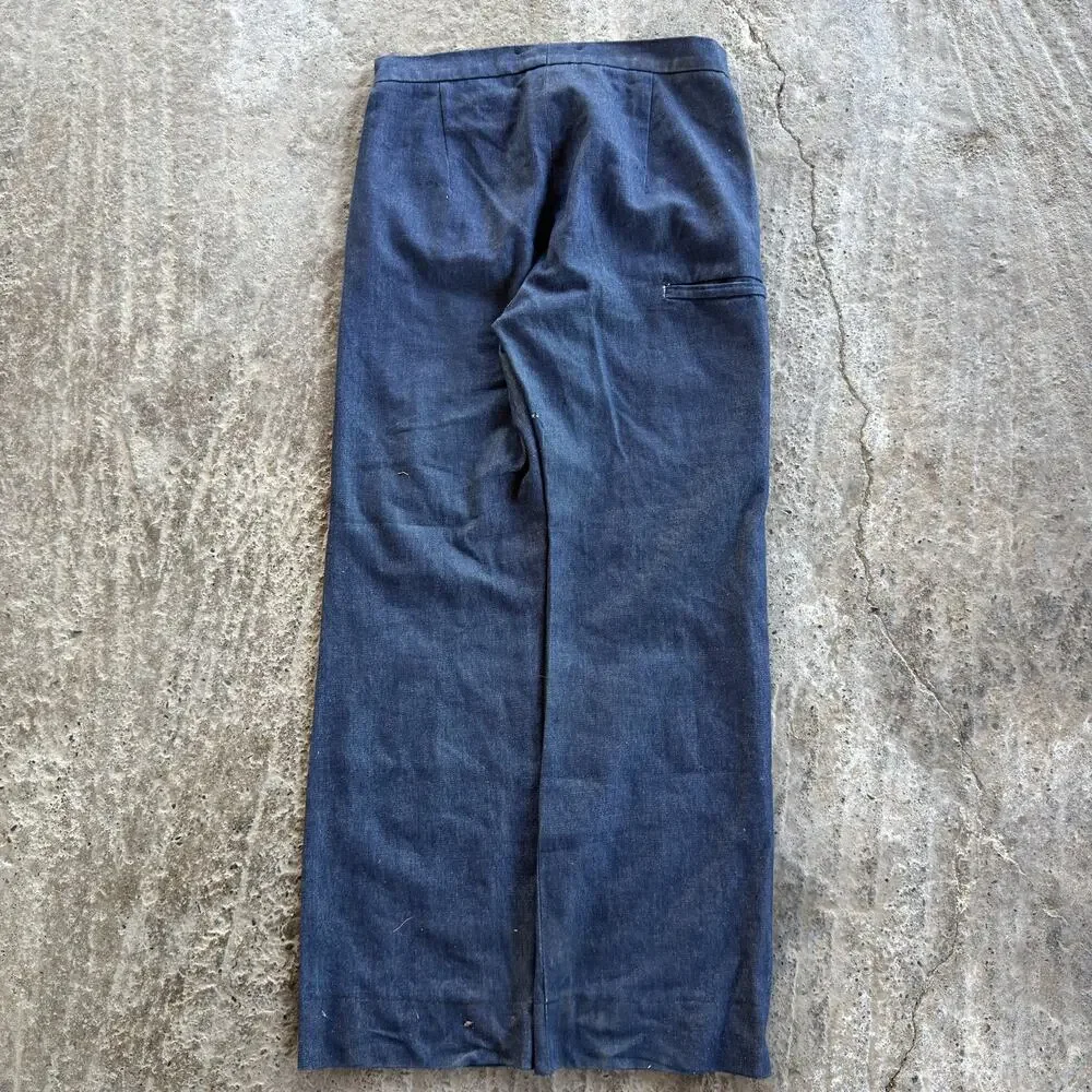 Vintage WW2 US Navy Twill Sailor Pants Bib Fly 30x30 Military Blue Worn Flared